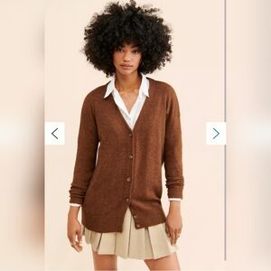 Madewell Women's Harlow V-Neck Merino Wool Brown Cardigan Size S